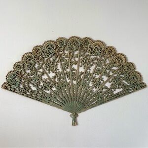 Vintage Burwood oriental fan large boho whimsygoth home decor wall hanging
